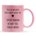 22Feels® Pärchen Geschenk zum Jahrestag, Hochzeitstag, Valentinstag etc. - Glitzertasse mit Spruch (Pink, 320ml)-Glitzertasse Pink 320ml-22Feels