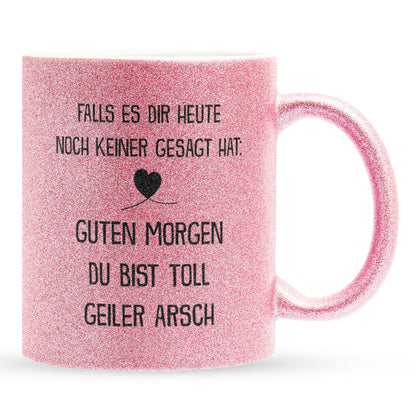 22Feels® Pärchen Geschenk zum Jahrestag, Hochzeitstag, Valentinstag etc. - Glitzertasse mit Spruch (Pink, 320ml)-Glitzertasse Pink 320ml-22Feels
