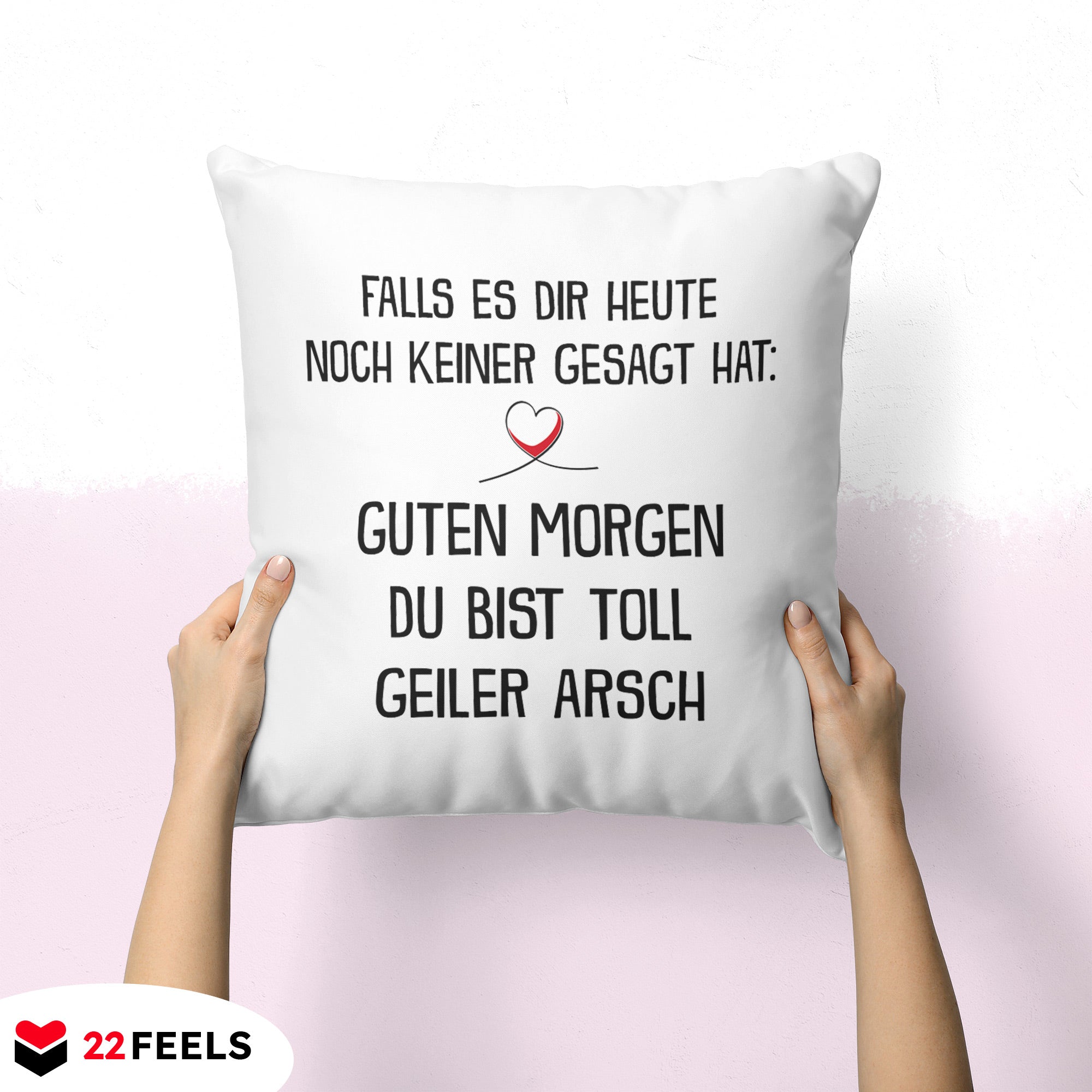 22Feels® Pärchen Geschenk zum Jahrestag, Hochzeitstag, Valentinstag etc. - Kissen mit Spruch (Weiss 40x40cm)-Kissen Weiss 40x40-22Feels