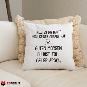 22Feels® Pärchen Geschenk zum Jahrestag, Hochzeitstag, Valentinstag etc. - Kissen mit Spruch (Weiss 40x40cm)-Kissen Weiss 40x40-22Feels