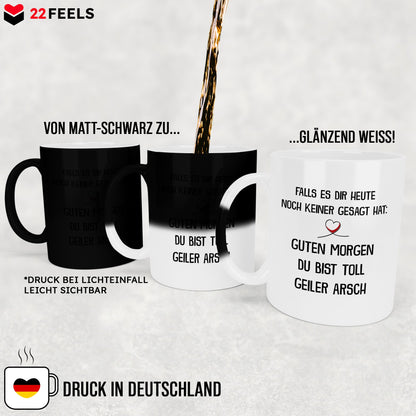 22Feels® Pärchen Geschenk zum Jahrestag, Hochzeitstag, Valentinstag etc. - Zaubertasse mit Spruch (Matt-Schwarz und Weiss, 320ml)-Farbwechsel Tasse Matt 320ml-22Feels