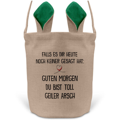 22Feels® Männer Frauen Osterkorb Ehefrau Ehemann Freund Freundin Ostern mit Henkel Ostergeschenk Tragetasche Ostern Deko Osternest Körbchen Hasenohren (Beige/Grün)-Ostern Tragetasche-22Feels