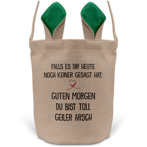 22Feels® Männer Frauen Osterkorb Ehefrau Ehemann Freund Freundin Ostern mit Henkel Ostergeschenk Tragetasche Ostern Deko Osternest Körbchen Hasenohren (Beige/Grün)-Ostern Tragetasche-22Feels
