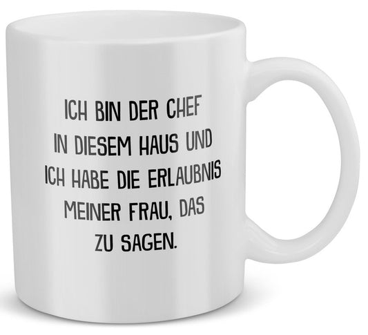 22Feels® Geschenk für Ehemänner- Tasse mit Spruch: Ich Bin Der Chef (Weiss, 320ml)-Weisse Tasse 320ml-22Feels