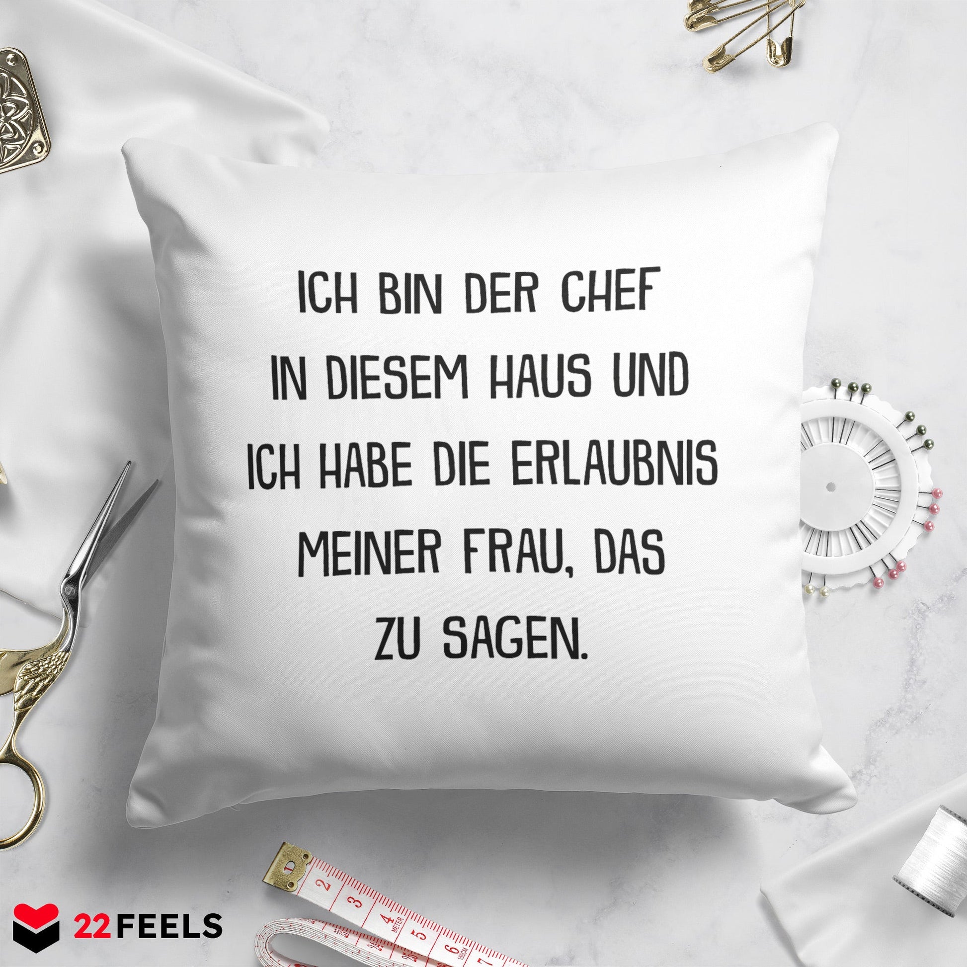 22Feels® Ehemann Geschenk zum Hochzeitstag, Valentinstag etc. - Kissen mit Spruch (Weiss 40x40cm)-Kissen Weiss 40x40-22Feels