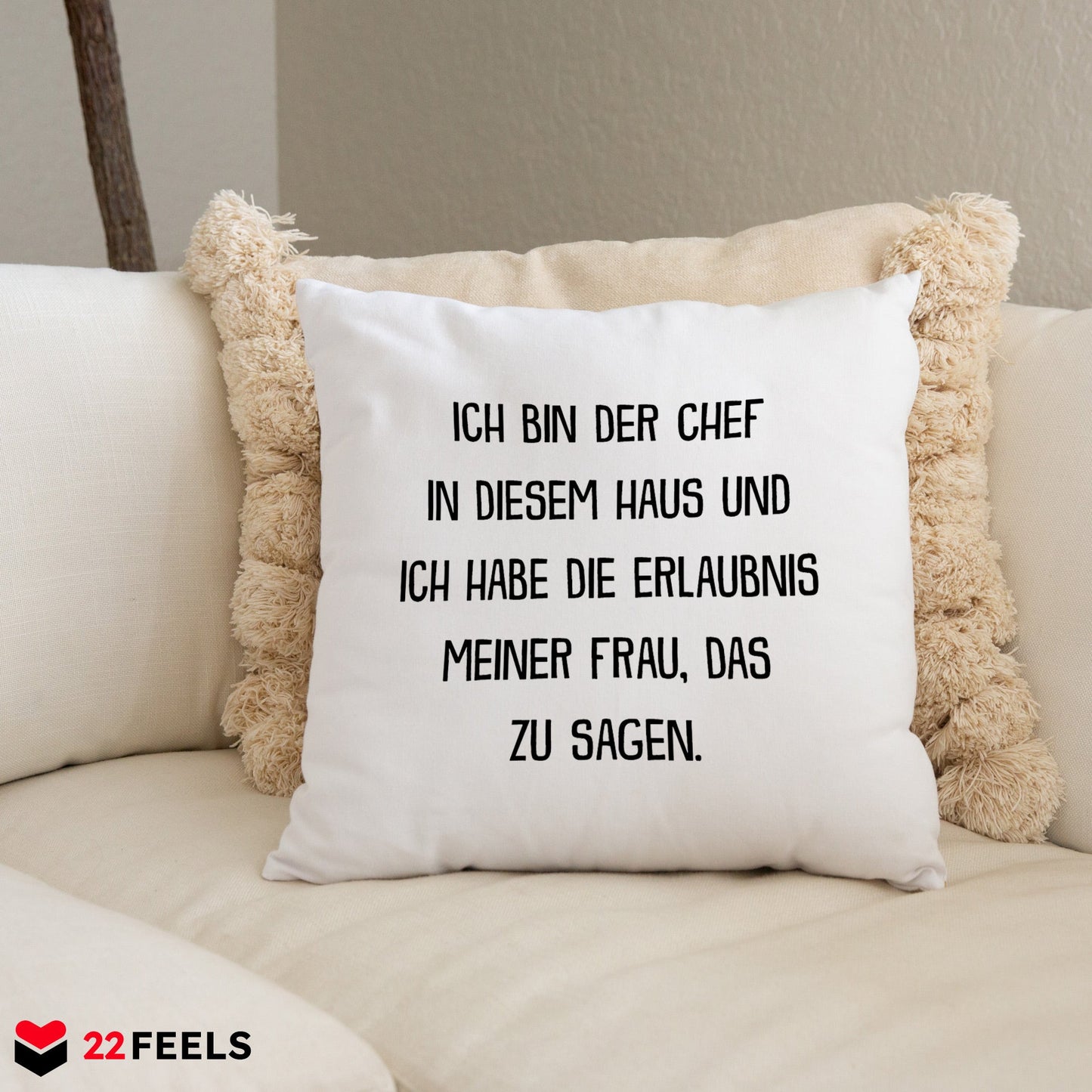 22Feels® Ehemann Geschenk zum Hochzeitstag, Valentinstag etc. - Kissen mit Spruch (Weiss 40x40cm)-Kissen Weiss 40x40-22Feels