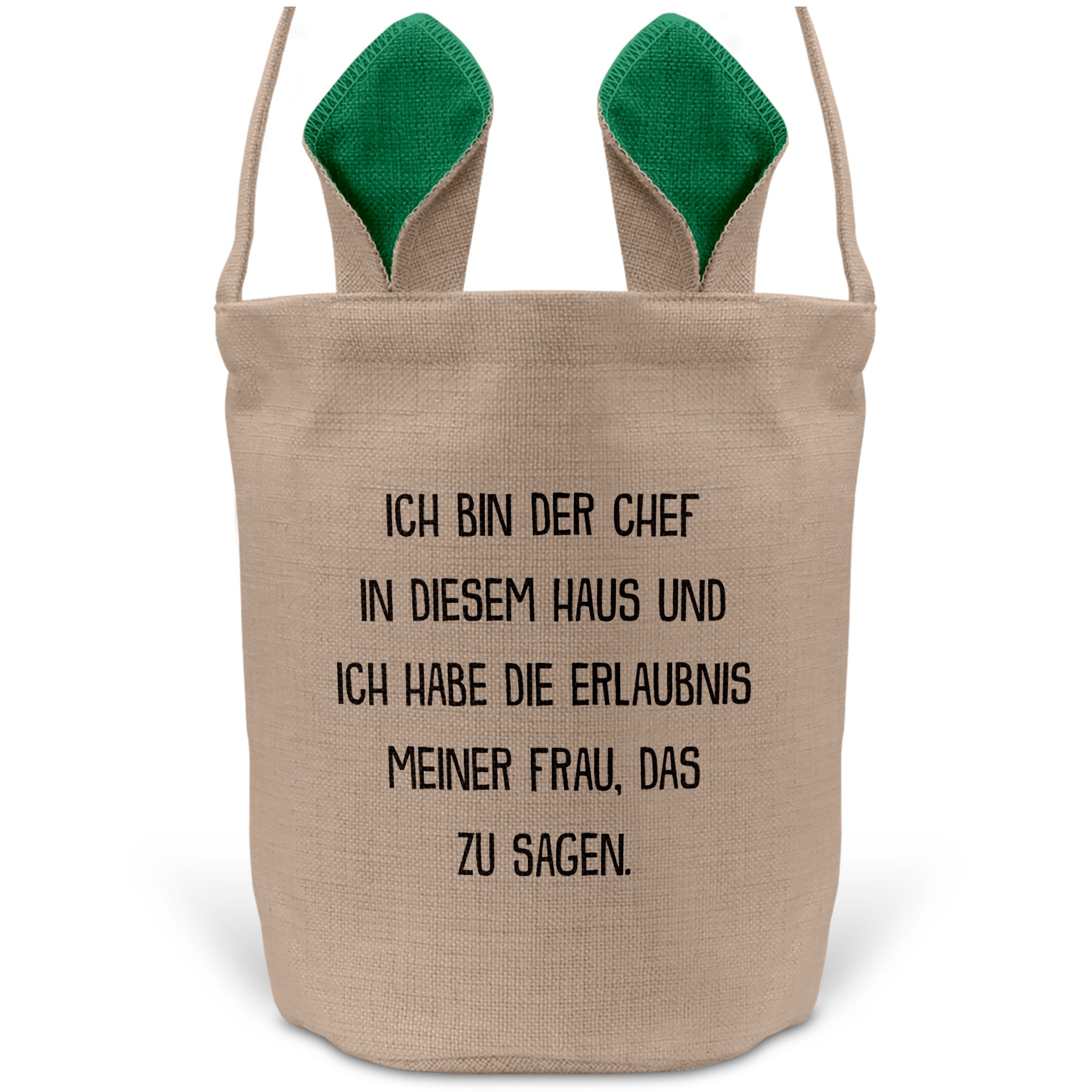 22Feels® Ehemann Osterkorb mit Henkel Ostergeschenk Tragetasche Ostern Deko Osternest Körbchen Hasenohren (Beige/Grün)-Ostern Tragetasche-22Feels