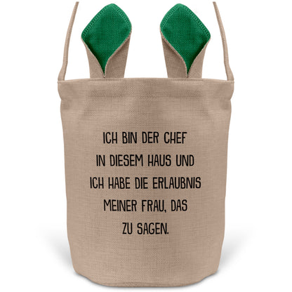 22Feels® Ehemann Osterkorb mit Henkel Ostergeschenk Tragetasche Ostern Deko Osternest Körbchen Hasenohren (Beige/Grün)-Ostern Tragetasche-22Feels