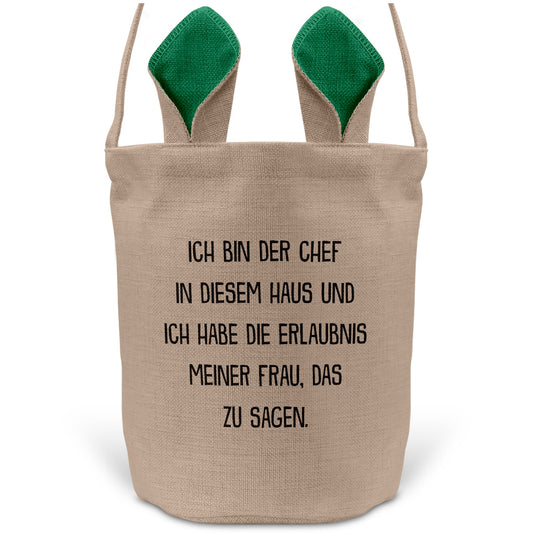 22Feels® Ehemann Osterkorb mit Henkel Ostergeschenk Tragetasche Ostern Deko Osternest Körbchen Hasenohren (Beige/Grün)-Ostern Tragetasche-22Feels