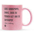 22Feels® Hundemama Geschenk - Glitzertasse mit Spruch (Pink, 320ml)-Glitzertasse Pink 320ml-22Feels