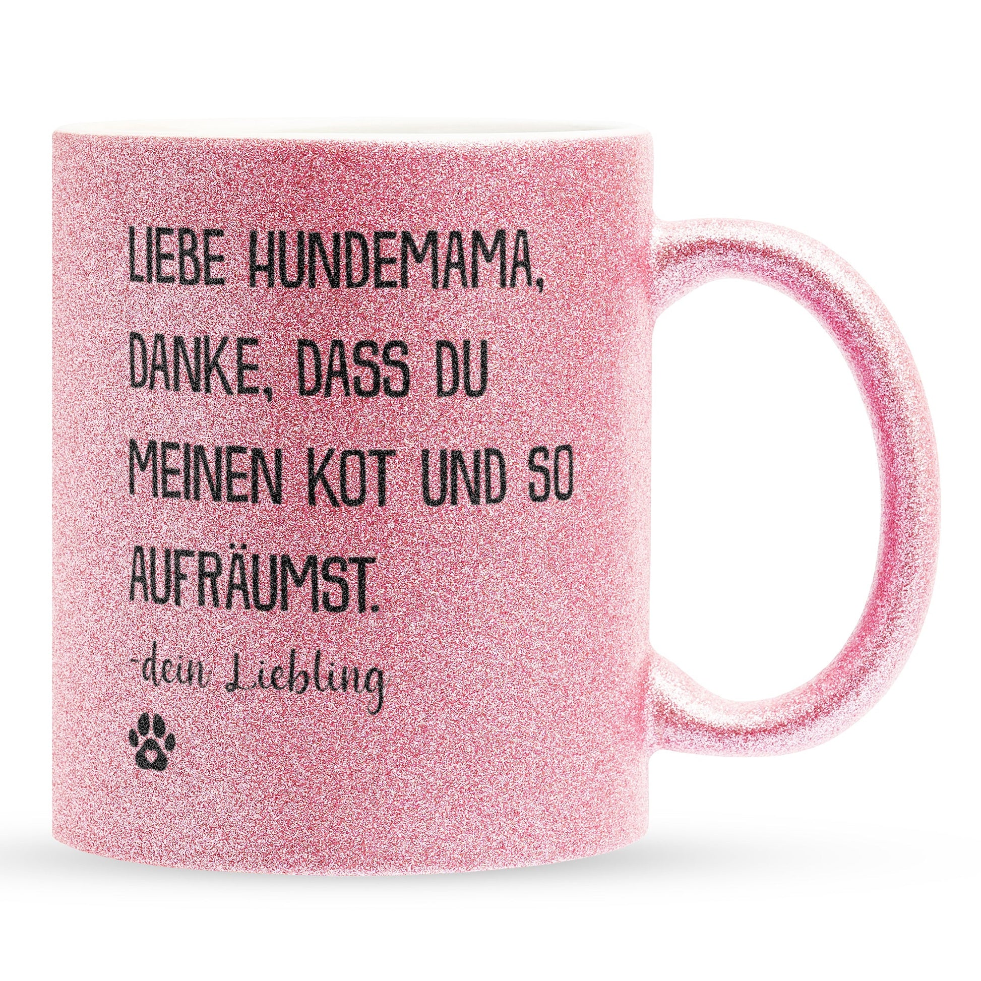 22Feels® Hundemama Geschenk - Glitzertasse mit Spruch (Pink, 320ml)-Glitzertasse Pink 320ml-22Feels