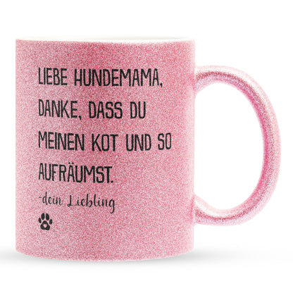 22Feels® Hundemama Geschenk - Glitzertasse mit Spruch (Pink, 320ml)-Glitzertasse Pink 320ml-22Feels