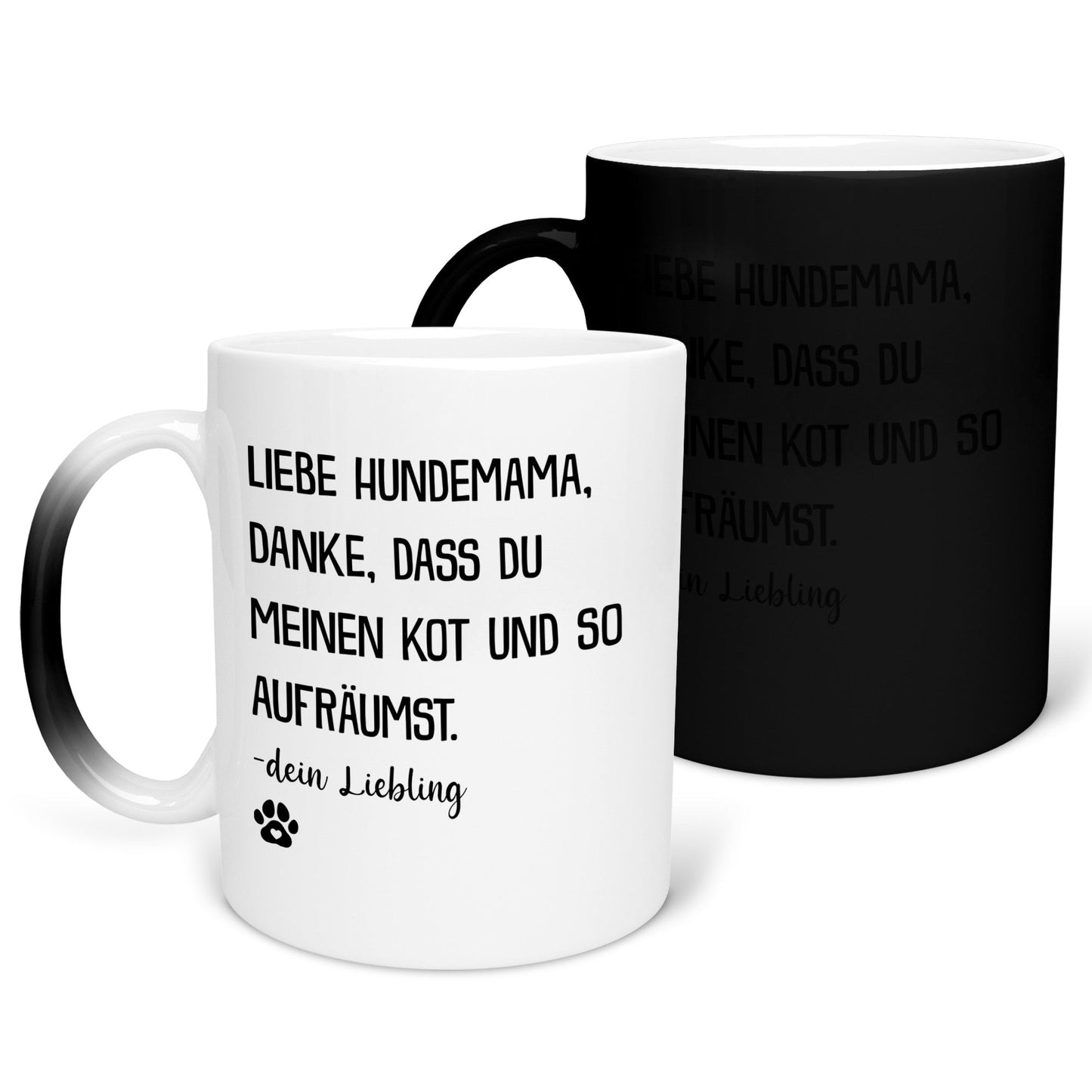 22Feels® Hundemama Geschenk - Zaubertasse mit Spruch (Matt-Schwarz und Weiss, 320ml)-Farbwechsel Tasse Matt 320ml-22Feels