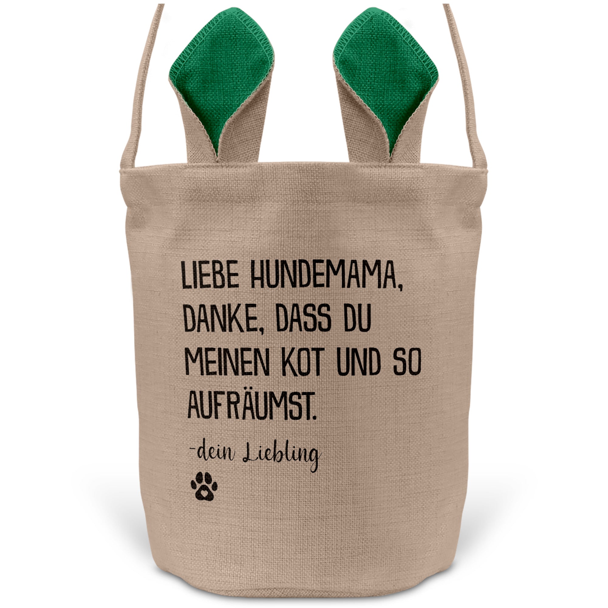 22Feels® Hundemama Frauchen Hunde Osterkorb mit Henkel Ostergeschenk Tragetasche Ostern Deko Osternest Körbchen Hasenohren (Beige/Grün)-Ostern Tragetasche-22Feels