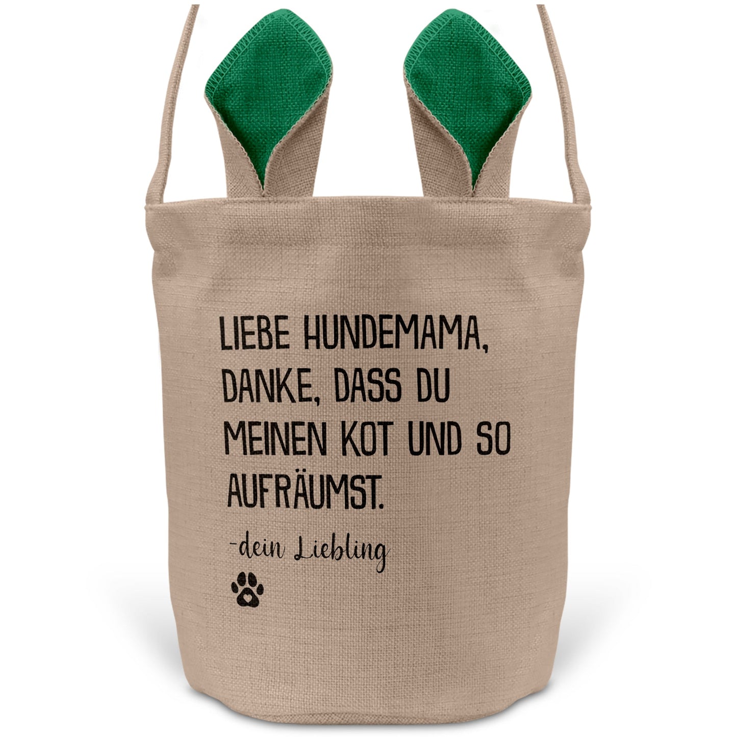 22Feels® Hundemama Frauchen Hunde Osterkorb mit Henkel Ostergeschenk Tragetasche Ostern Deko Osternest Körbchen Hasenohren (Beige/Grün)-Ostern Tragetasche-22Feels