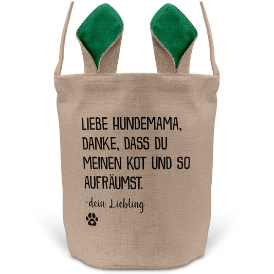 22Feels® Hundemama Frauchen Hunde Osterkorb mit Henkel Ostergeschenk Tragetasche Ostern Deko Osternest Körbchen Hasenohren (Beige/Grün)-Ostern Tragetasche-22Feels