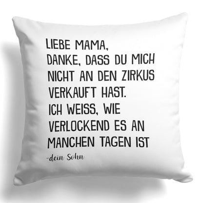 22Feels® Mama Geschenk vom Sohn - Kissen mit Spruch (Weiss 40x40cm)-Kissen Weiss 40x40-22Feels