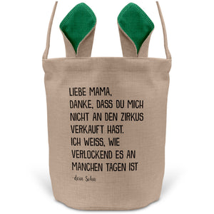 22Feels® Mama Osterkorb von Sohn Mutter mit Henkel Ostergeschenk Tragetasche Ostern Deko Osternest Körbchen Hasenohren (Beige/Grün)-Ostern Tragetasche-22Feels