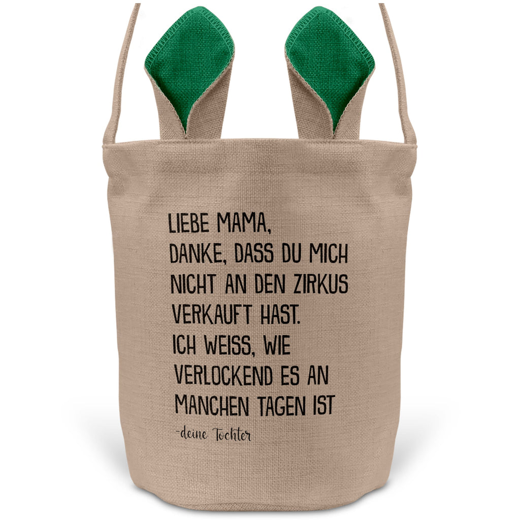 22Feels® Mama Osterkorb von Tochter Mutter mit Henkel Ostergeschenk Tragetasche Ostern Deko Osternest Körbchen Hasenohren (Beige/Grün)-Ostern Tragetasche-22Feels