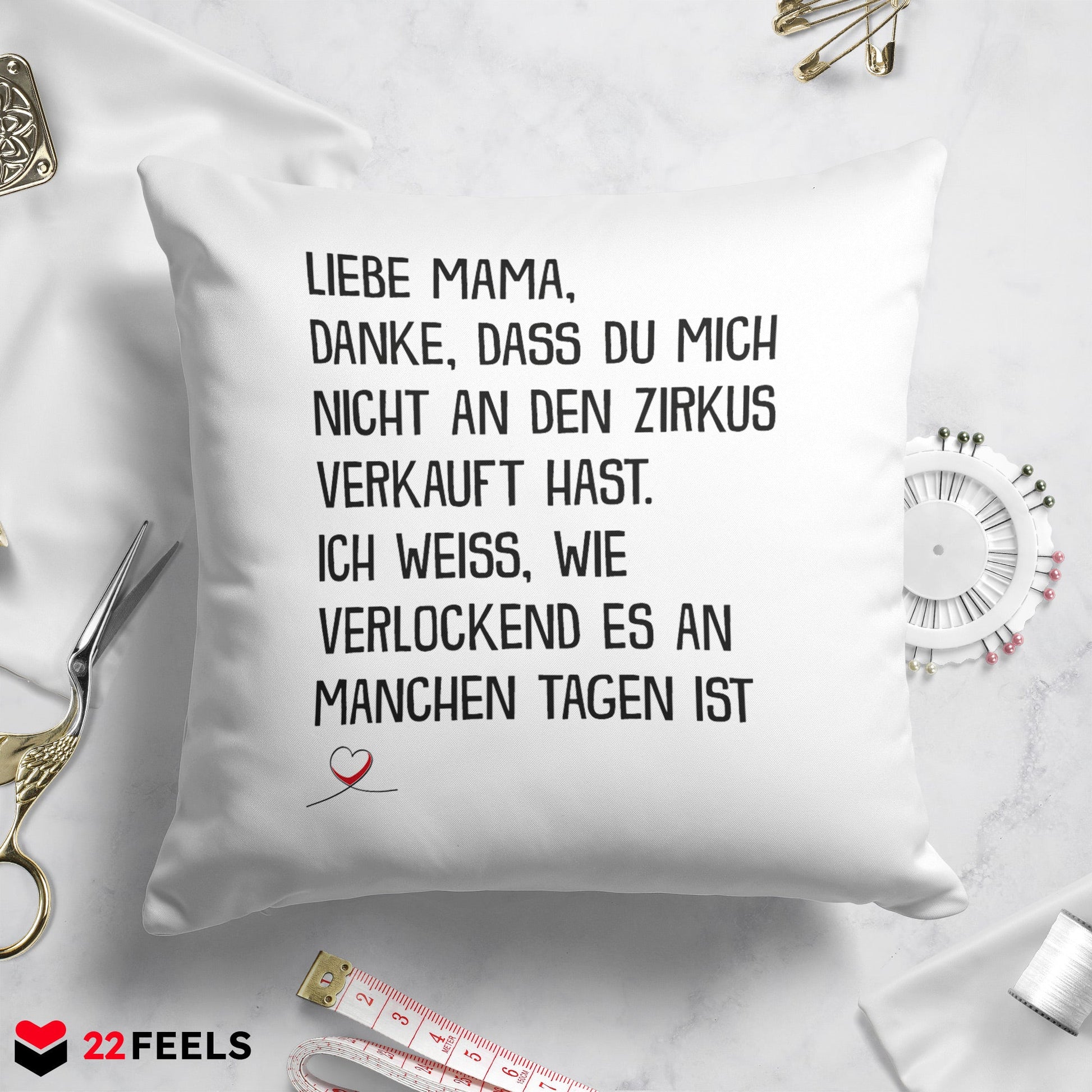 22Feels® Mama Geschenk - Kissen mit Spruch (Weiss 40x40cm)-Kissen Weiss 40x40-22Feels