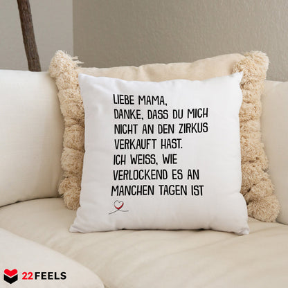 22Feels® Mama Geschenk - Kissen mit Spruch (Weiss 40x40cm)-Kissen Weiss 40x40-22Feels