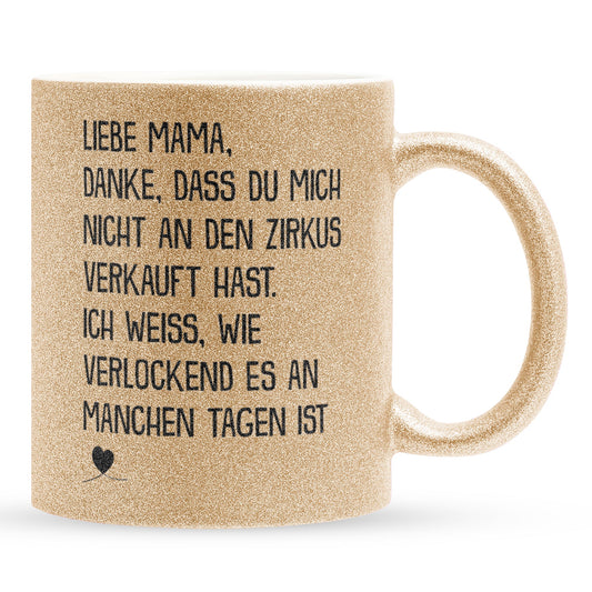 22Feels® Mama Geschenk - Glitzertasse mit Spruch (Gold, 320ml)-Glitzertasse Gold 320ml-22Feels