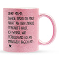 22Feels® Mama Geschenk - Glitzertasse mit Spruch (Pink, 320ml)-Glitzertasse Pink 320ml-22Feels