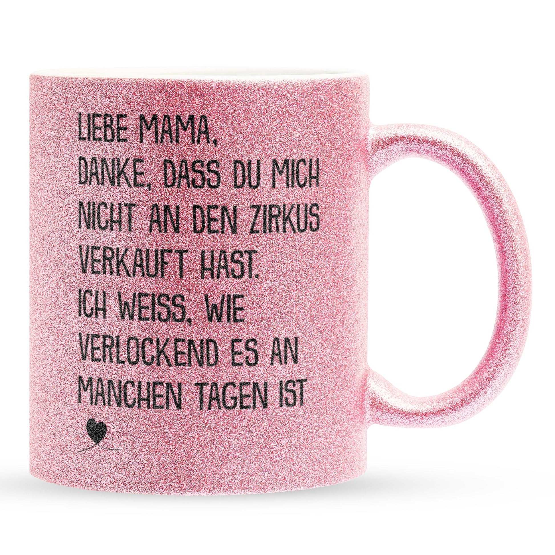 22Feels® Mama Geschenk - Glitzertasse mit Spruch (Pink, 320ml)-Glitzertasse Pink 320ml-22Feels