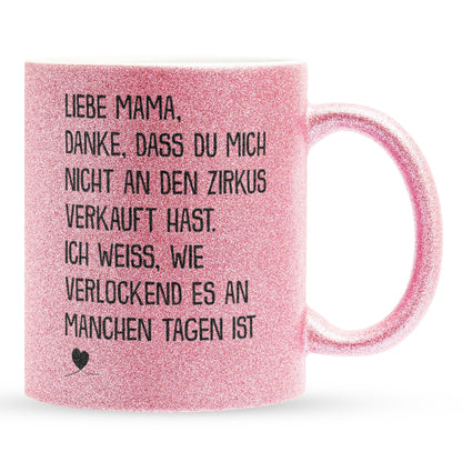 22Feels® Mama Geschenk - Glitzertasse mit Spruch (Pink, 320ml)-Glitzertasse Pink 320ml-22Feels