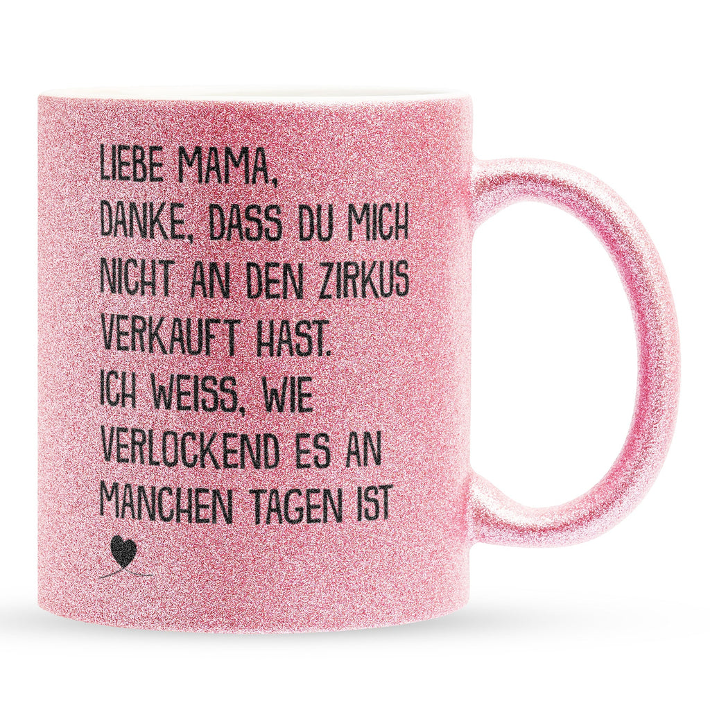 22Feels® Mama Geschenk - Glitzertasse mit Spruch (Pink, 320ml)-Glitzertasse Pink 320ml-22Feels