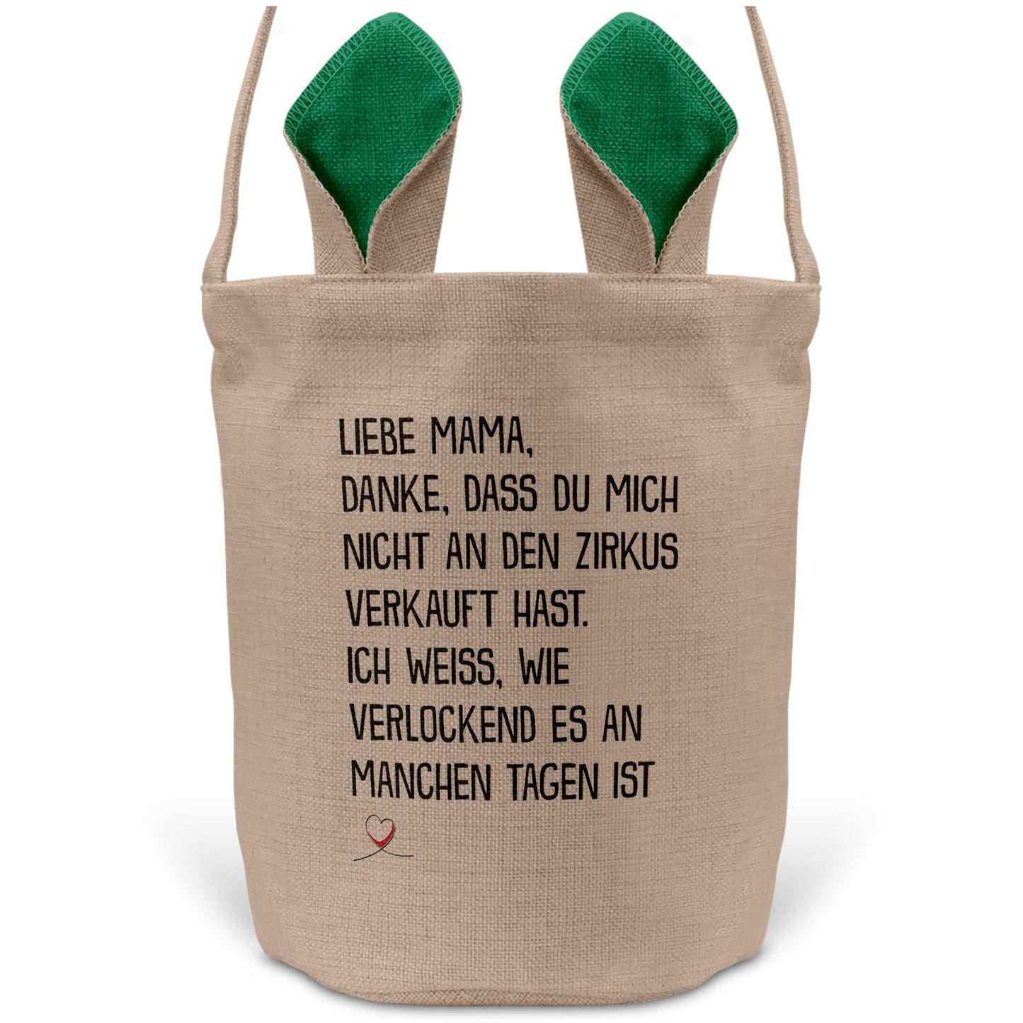 22Feels® Mama Osterkorb Mutter mit Henkel Ostergeschenk Tragetasche Ostern Deko Osternest Körbchen Hasenohren (Beige/Grün)-Ostern Tragetasche-22Feels