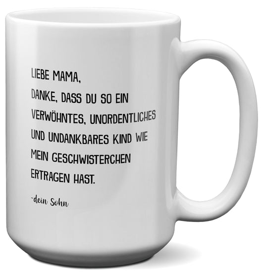 22Feels® Mama Geschenk von Sohn - XL Tasse mit Spruch (Weiss, 440ml)-Weisse XL Tasse 440ml-22Feels