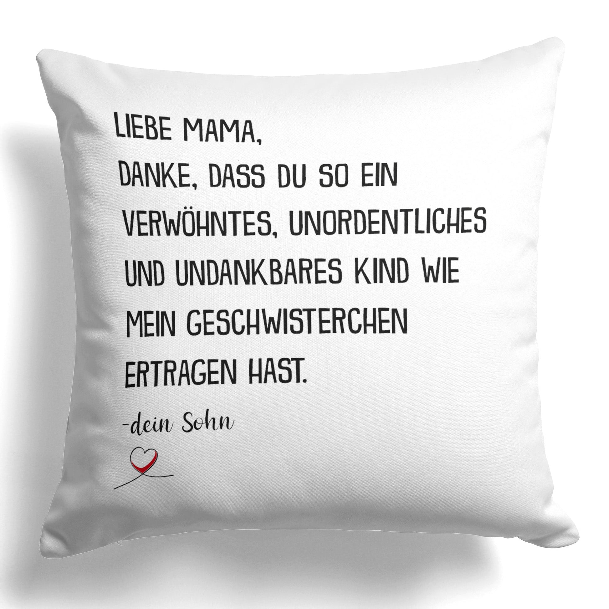 22Feels® Mama Geschenk vom Sohn - Kissen mit Spruch (Weiss 40x40cm)-Kissen Weiss 40x40-22Feels
