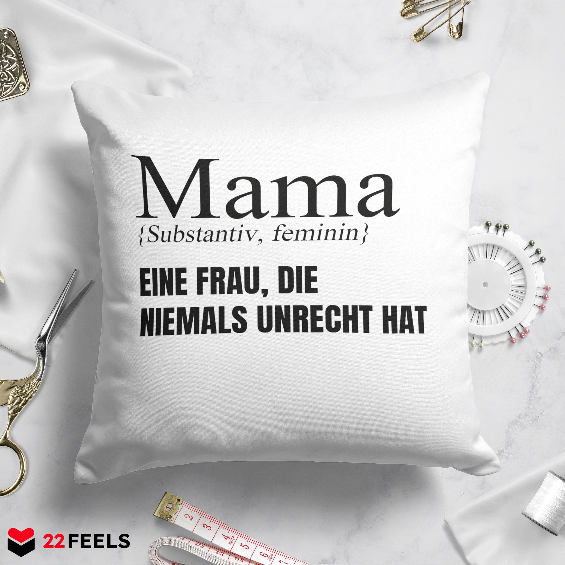 22Feels® Mama Geschenk - Kissen mit Spruch (Weiss 40x40cm)-Kissen Weiss 40x40-22Feels