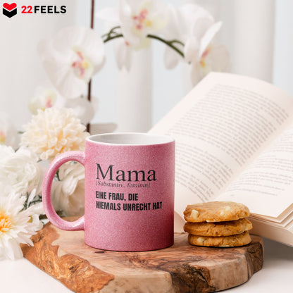 22Feels® Mama Geschenk - Glitzertasse mit Spruch (Pink, 320ml)-Glitzertasse Pink 320ml-22Feels