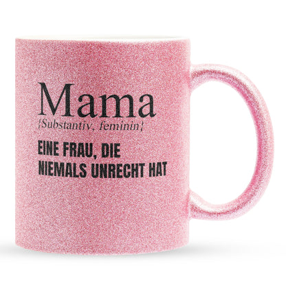22Feels® Mama Geschenk - Glitzertasse mit Spruch (Pink, 320ml)-Glitzertasse Pink 320ml-22Feels