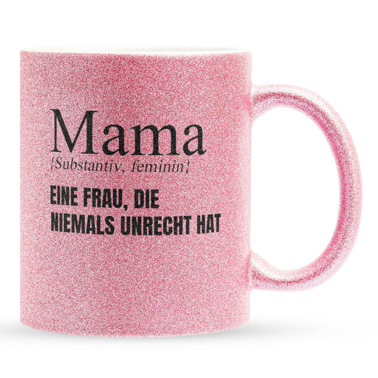 22Feels® Mama Geschenk - Glitzertasse mit Spruch (Pink, 320ml)-Glitzertasse Pink 320ml-22Feels