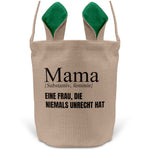 22Feels® Mama Osterkorb Mutter mit Henkel Ostergeschenk Tragetasche Ostern Deko Osternest Körbchen Hasenohren (Beige/Grün)-Ostern Tragetasche-22Feels