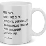 22Feels® Geschenk für Mama von Sohn - Tasse mit Spruch: Verwöhnte Geschwister (Weiss, 320ml)-Weisse Tasse 320ml-22Feels