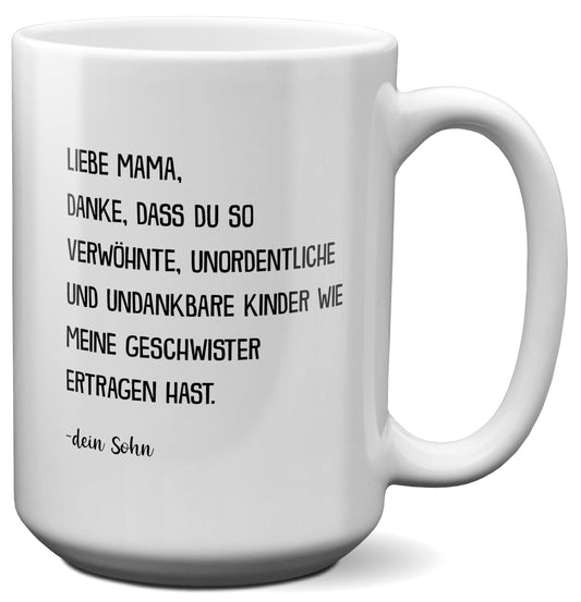 22Feels® Mama Geschenk von Sohn - XL Tasse mit Spruch (Weiss, 440ml)-Weisse XL Tasse 440ml-22Feels