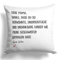 22Feels® Mama Geschenk vom Sohn - Kissen mit Spruch (Weiss 40x40cm)-Kissen Weiss 40x40-22Feels