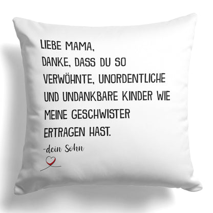 22Feels® Mama Geschenk vom Sohn - Kissen mit Spruch (Weiss 40x40cm)-Kissen Weiss 40x40-22Feels