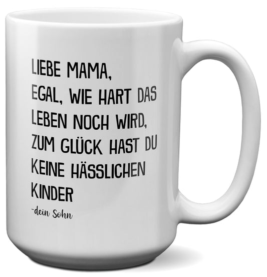 22Feels® Mama Geschenk von Sohn - XL Tasse mit Spruch (Weiss, 440ml)-Weisse XL Tasse 440ml-22Feels