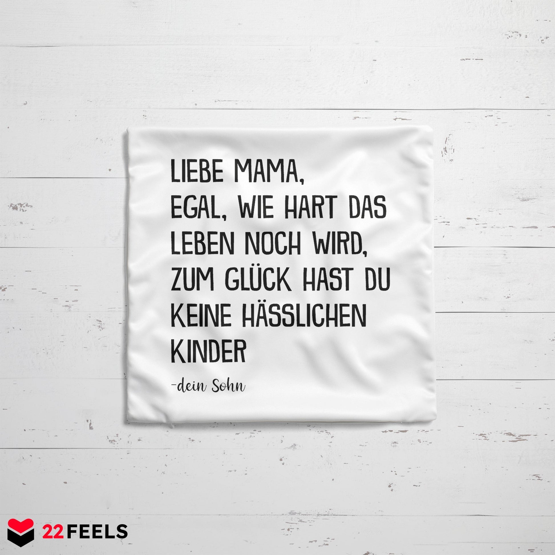 22Feels® Mama Geschenk vom Sohn - Kissen mit Spruch (Weiss 40x40cm)-Kissen Weiss 40x40-22Feels
