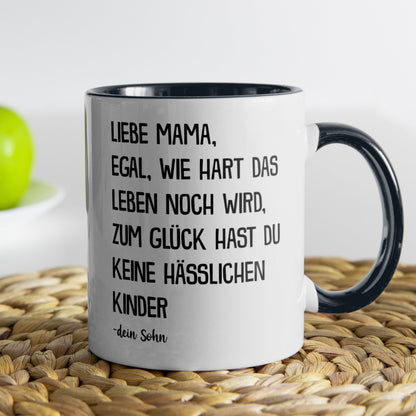 22Feels® Mama Geschenk von Sohn - Tasse mit Spruch (Weiss-Schwarz, 320ml)-TwoTone Tasse Weiss-Schwarz 320ml-22Feels