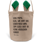 22Feels® Mama Osterkorb von Sohn Mutter mit Henkel Ostergeschenk Tragetasche Ostern Deko Osternest Körbchen Hasenohren (Beige/Grün)-Ostern Tragetasche-22Feels