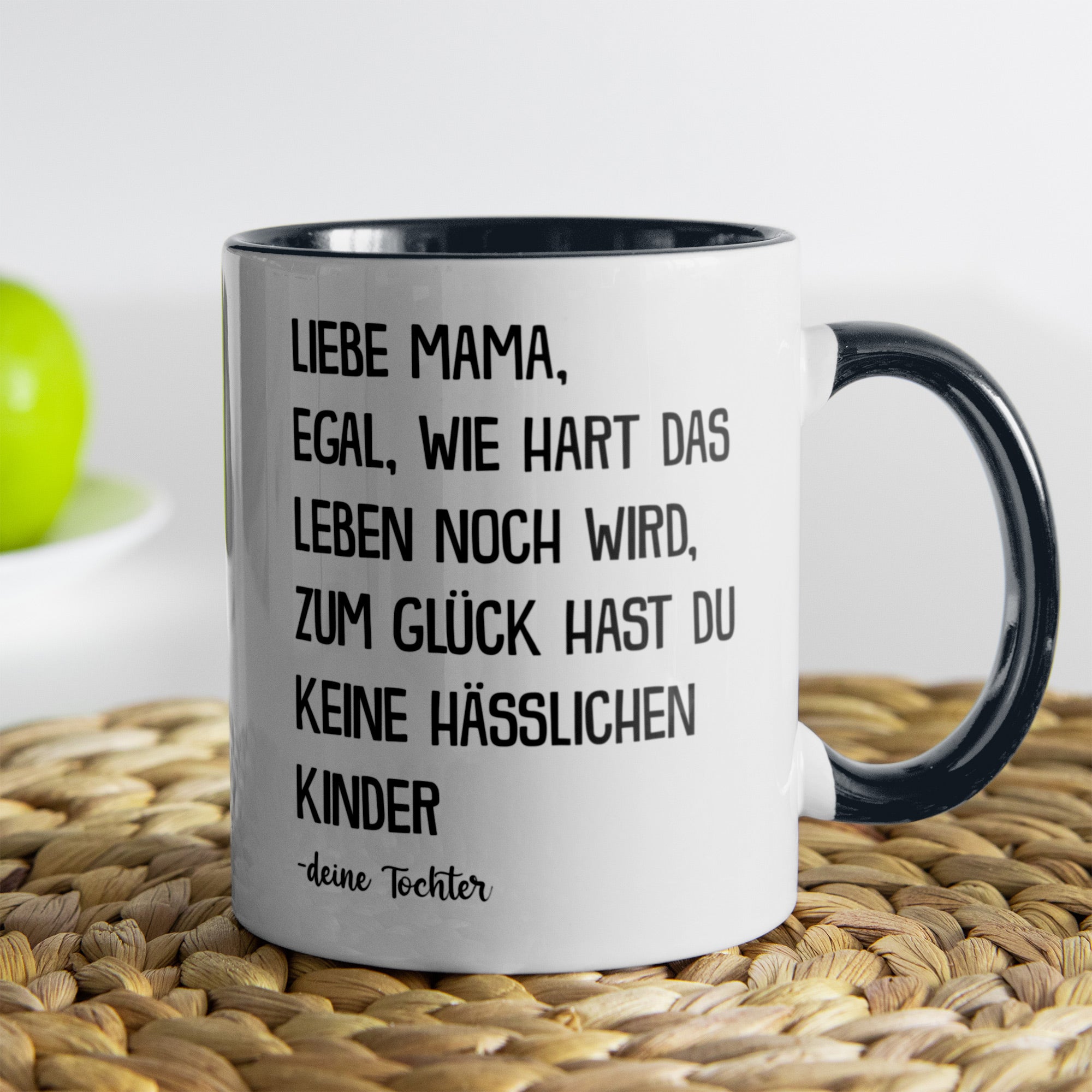 22Feels® Mama Geschenk von Tochter - Tasse mit Spruch (Weiss-Schwarz, 320ml)-TwoTone Tasse Weiss-Schwarz 320ml-22Feels