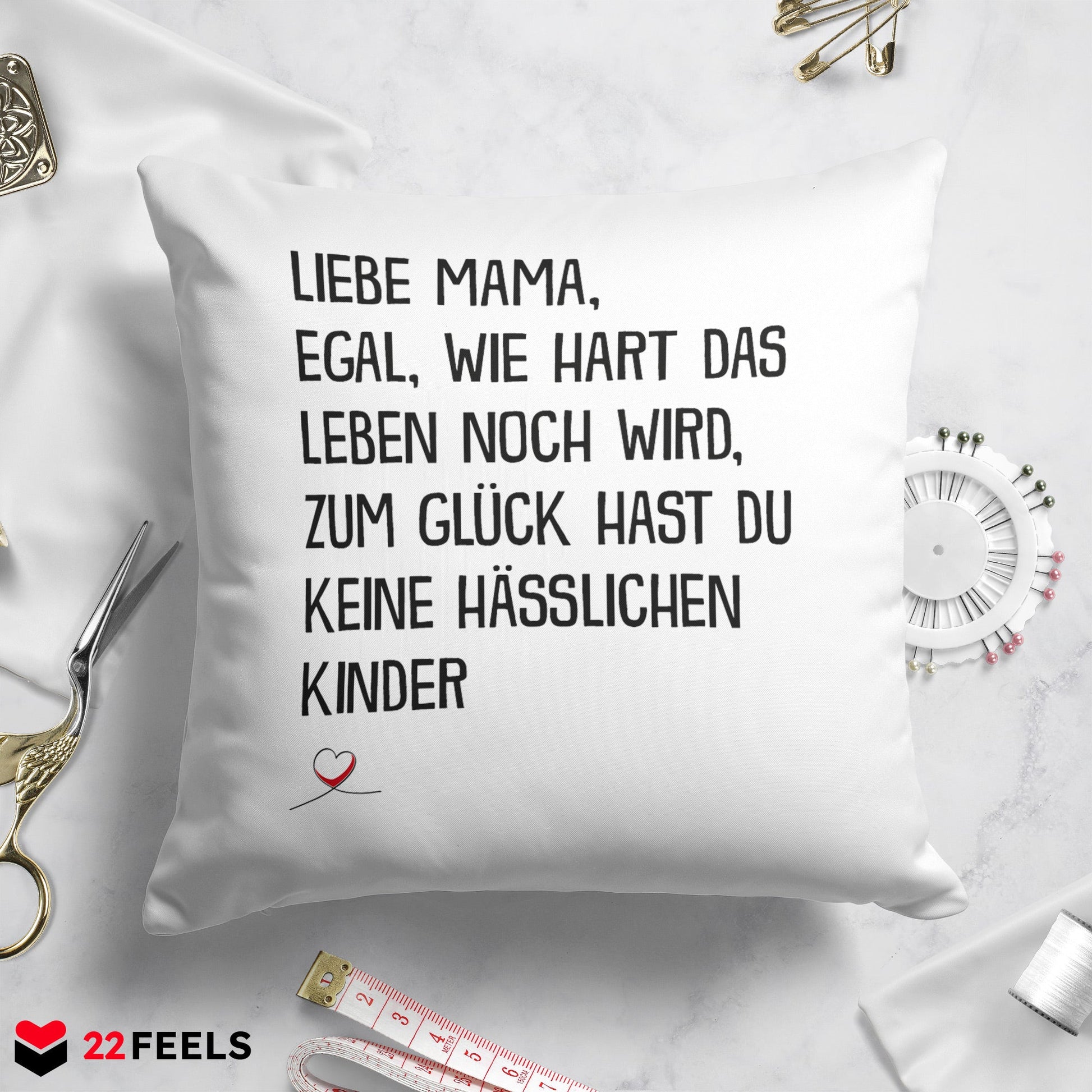 22Feels® Mama Geschenk - Kissen mit Spruch (Weiss 40x40cm)-Kissen Weiss 40x40-22Feels