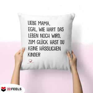22Feels® Mama Geschenk - Kissen mit Spruch (Weiss 40x40cm)-Kissen Weiss 40x40-22Feels