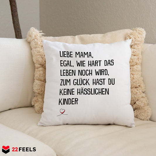 22Feels® Mama Geschenk - Kissen mit Spruch (Weiss 40x40cm)-Kissen Weiss 40x40-22Feels